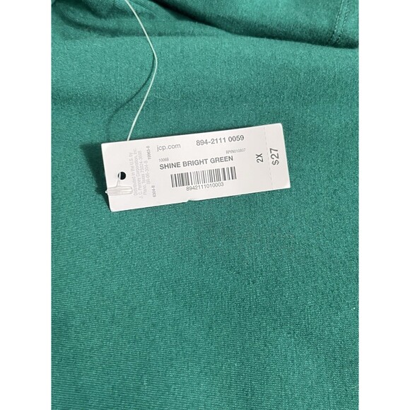 City Streets Women's 2X Green Shine Bright Holiday Graphic Long Sleeve T-Shirt - Picture 6 of 9